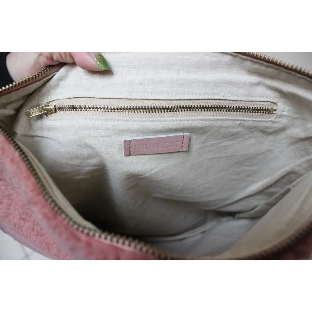 Primecut Pink Sheepskin Fur Shearling Leather Rectangle Backpack